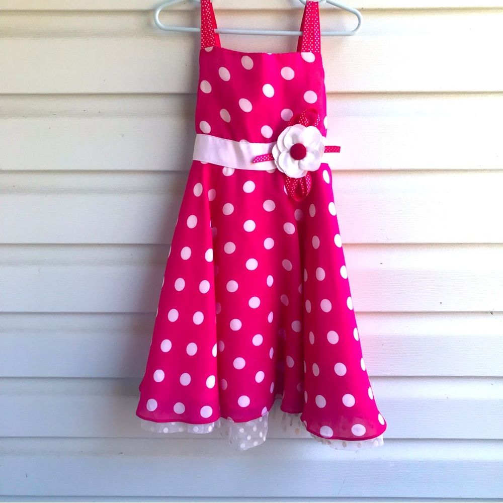Rare Edition toddler girls polka dots|sleeveless|dress.Size 4 |color pin…